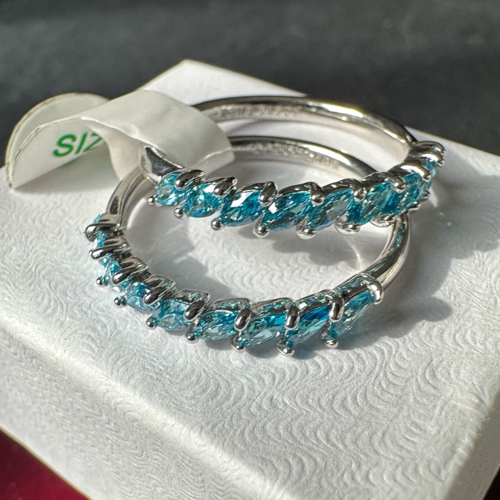 RBP 5517: Aqua Blue Cubic Zirconia on rhodium plating
